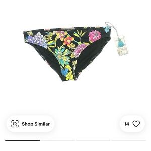 NWT Johnny Was Black Floral Bikini Bottom size M